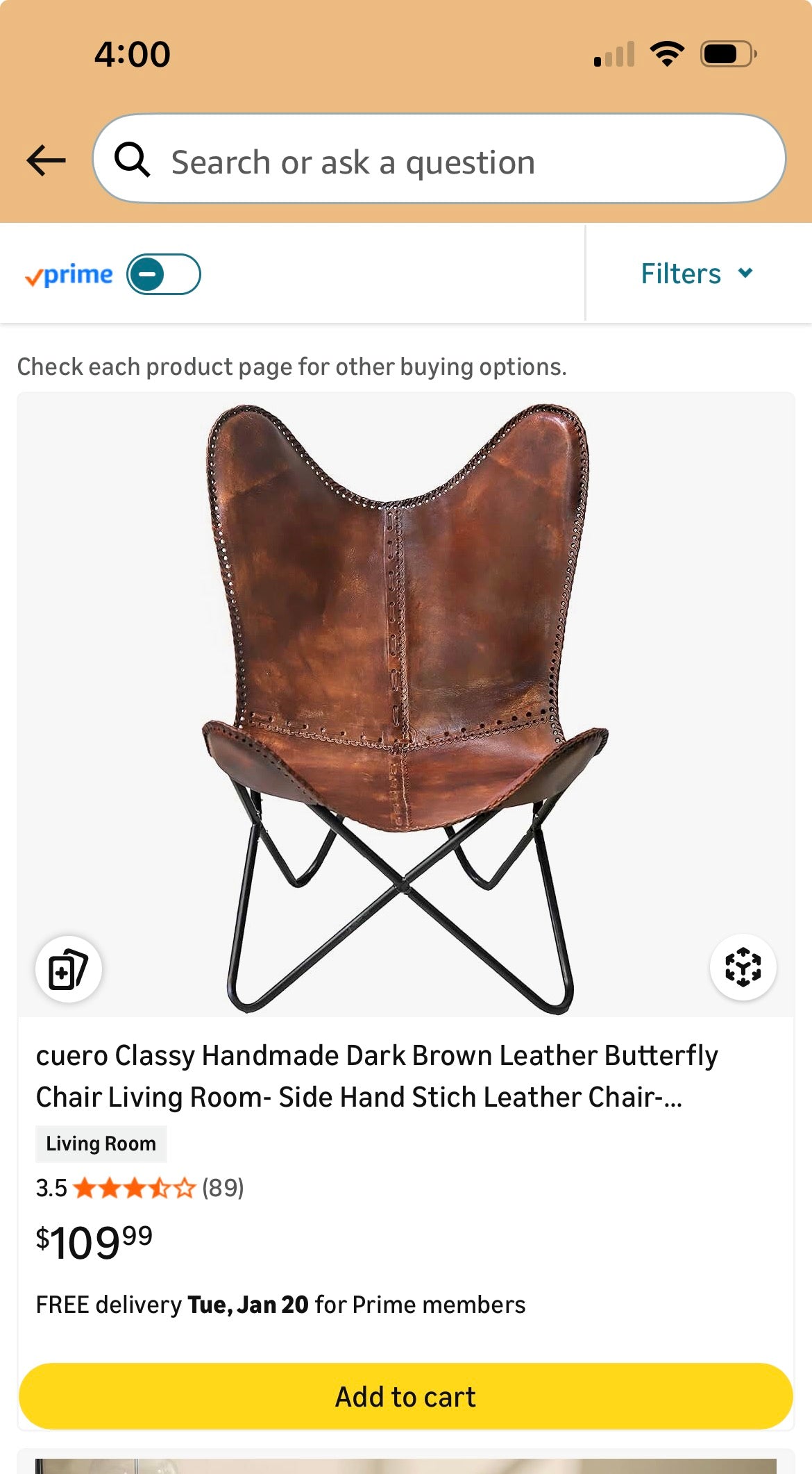 CLASSY HANDMADE LEATHER BUTTERFLY CHAIR