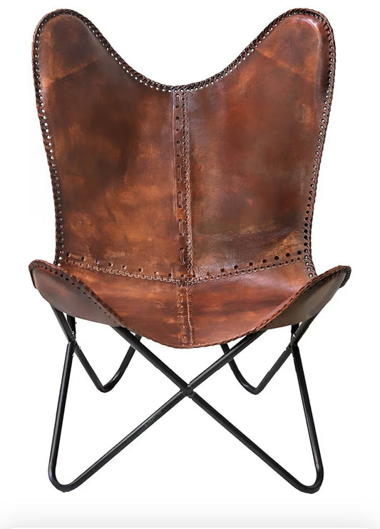 CLASSY HANDMADE LEATHER BUTTERFLY CHAIR