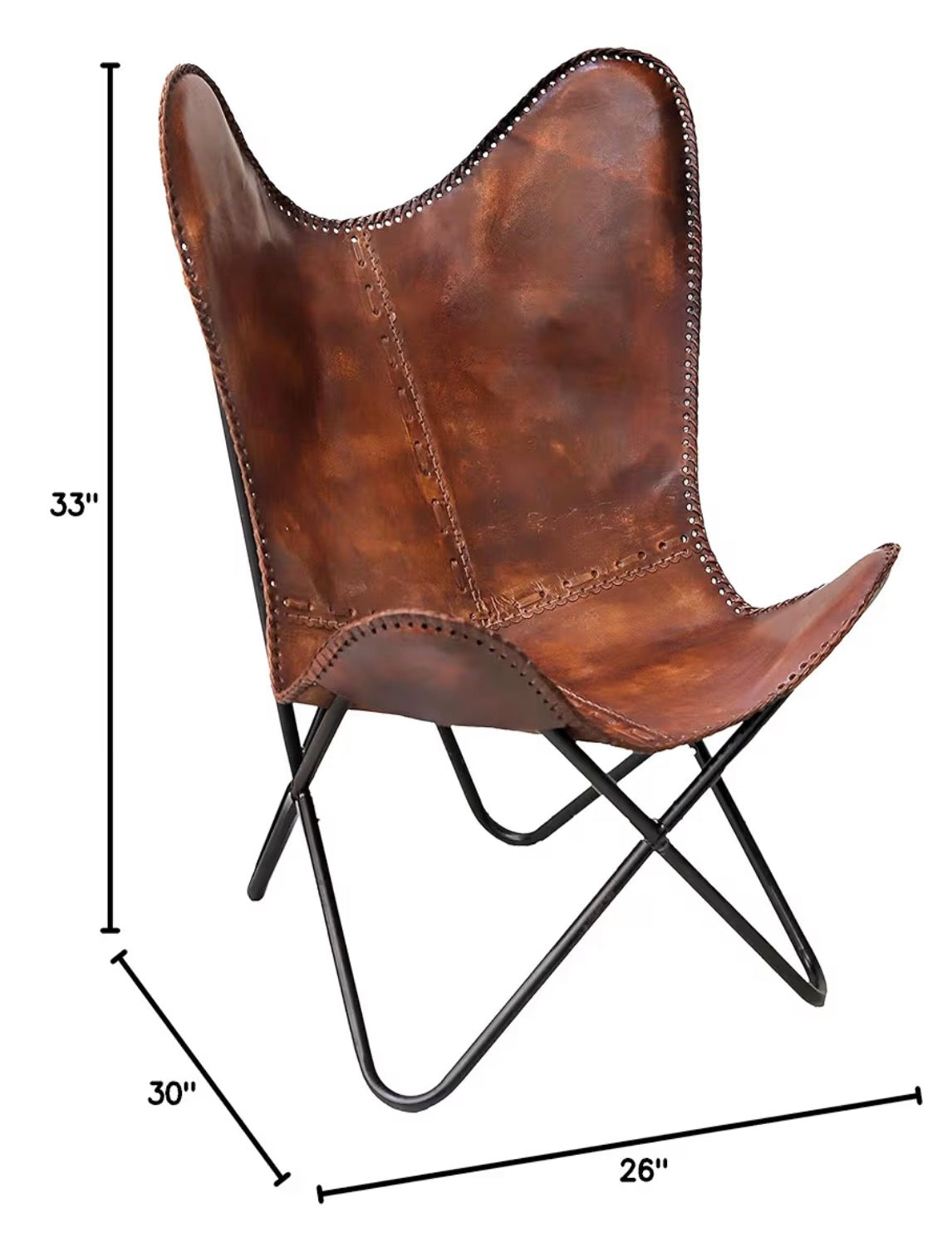 CLASSY HANDMADE LEATHER BUTTERFLY CHAIR