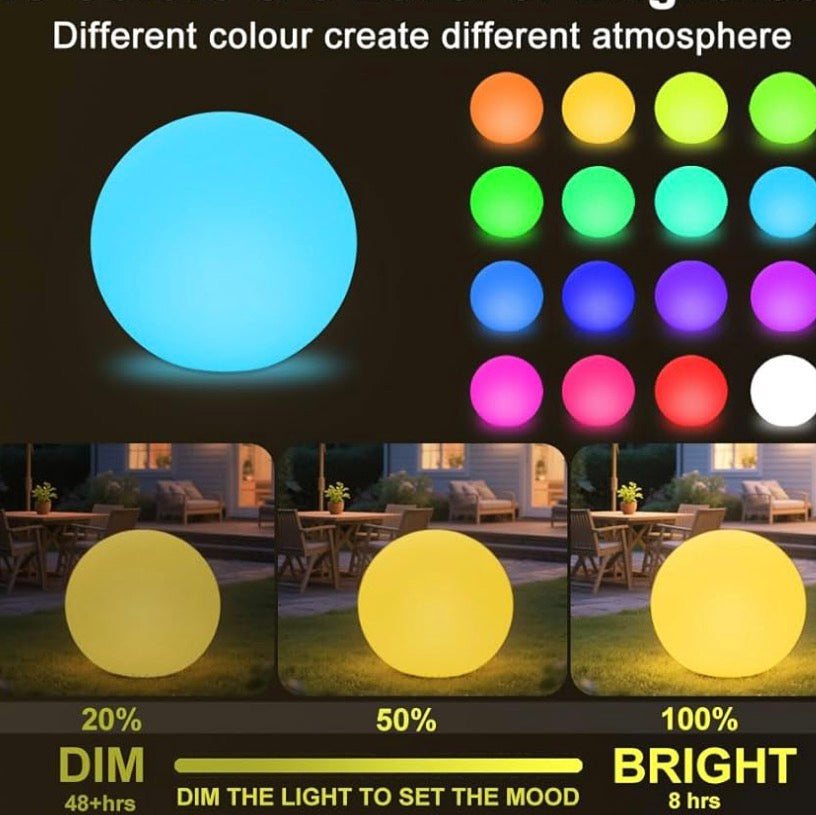 20'' LED GLOWING BALL RECHARGEABLE ORB LIGHT W/REMOTE