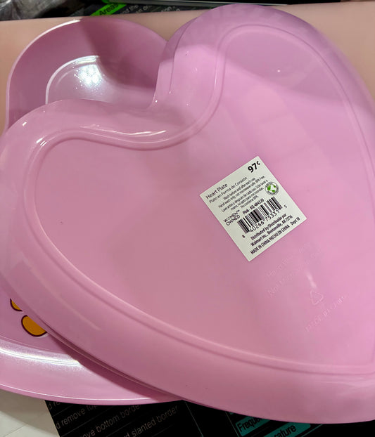 MELAMINE HEART SHAPED PLATES W/AWESOME IN RETRO LETTERS