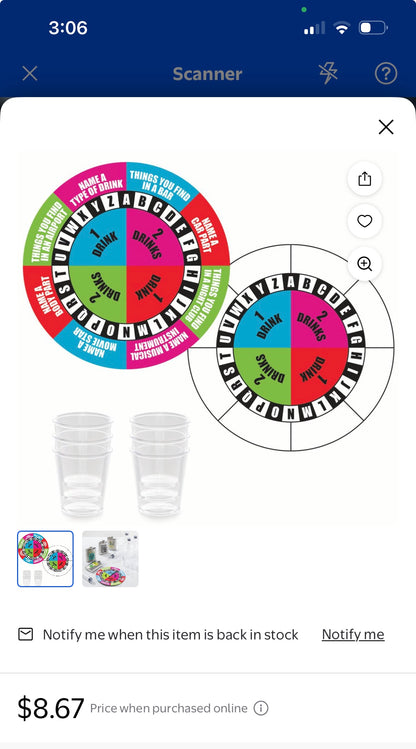 WAY TO CELEBRATE DRINKING SPINNER GAME  FOR 8