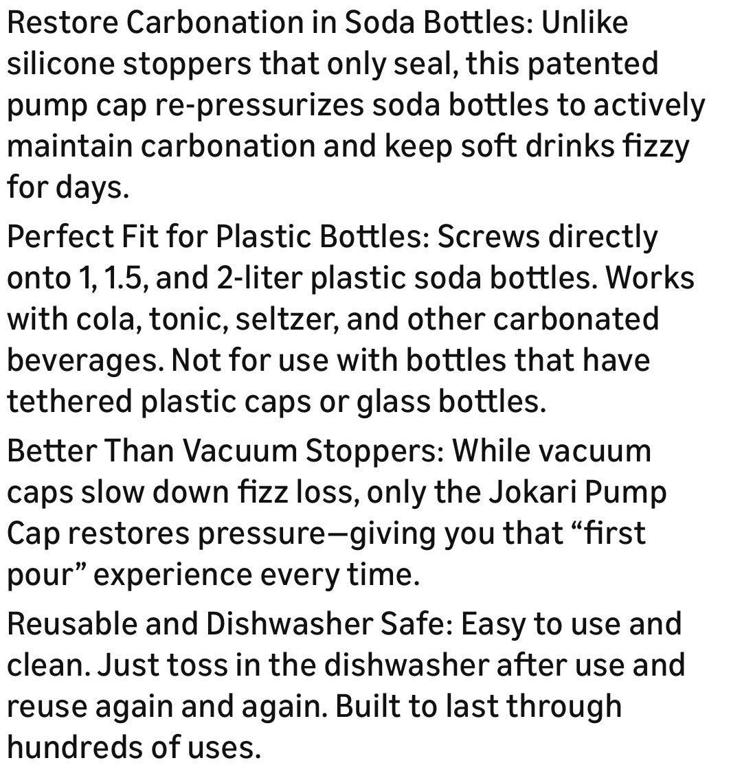 JOKARI PRESSURIZING FIZZ PUMP CAP FOR SODA