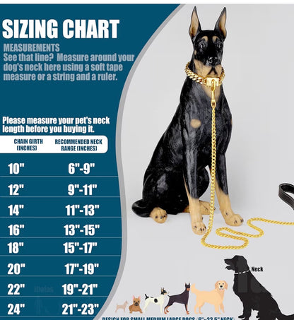 GOLD PLATED CHAIN DOG COLLAR CUBAN LINK