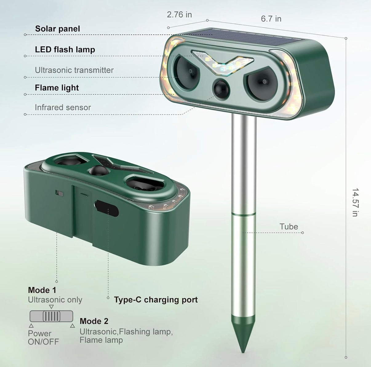 Solar Ultrasonic Animal Repellent