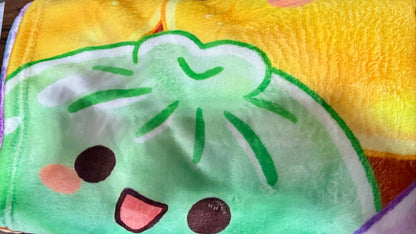Cartoon Color Crystal Squishy Steamer Printed Flannel Blanket, Cozy