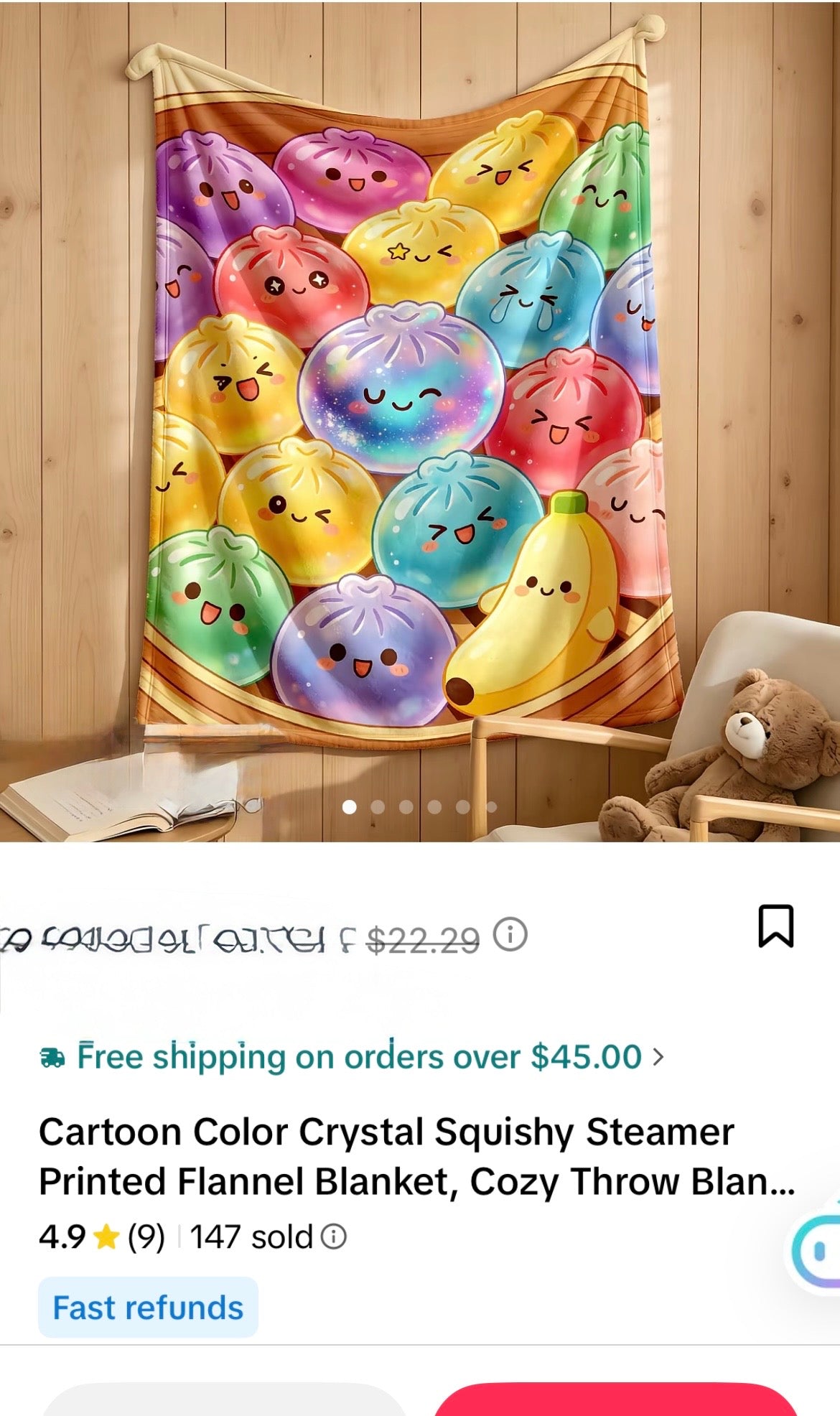 Cartoon Color Crystal Squishy Steamer Printed Flannel Blanket, Cozy