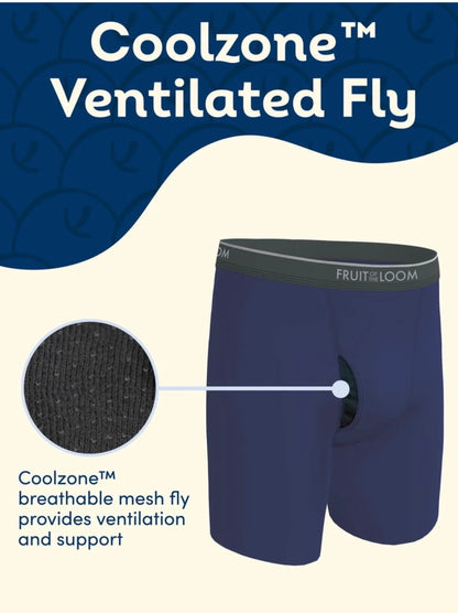 Fruit of the Loom Men's CoolZone Boxer Briefs, Moisture-Wicking, Mesh Fly, No Ride Up, Multipack SZ MED