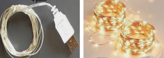 34 Ft 100 LED Fairy String warm Lights USB Silver Copper Wire Decor