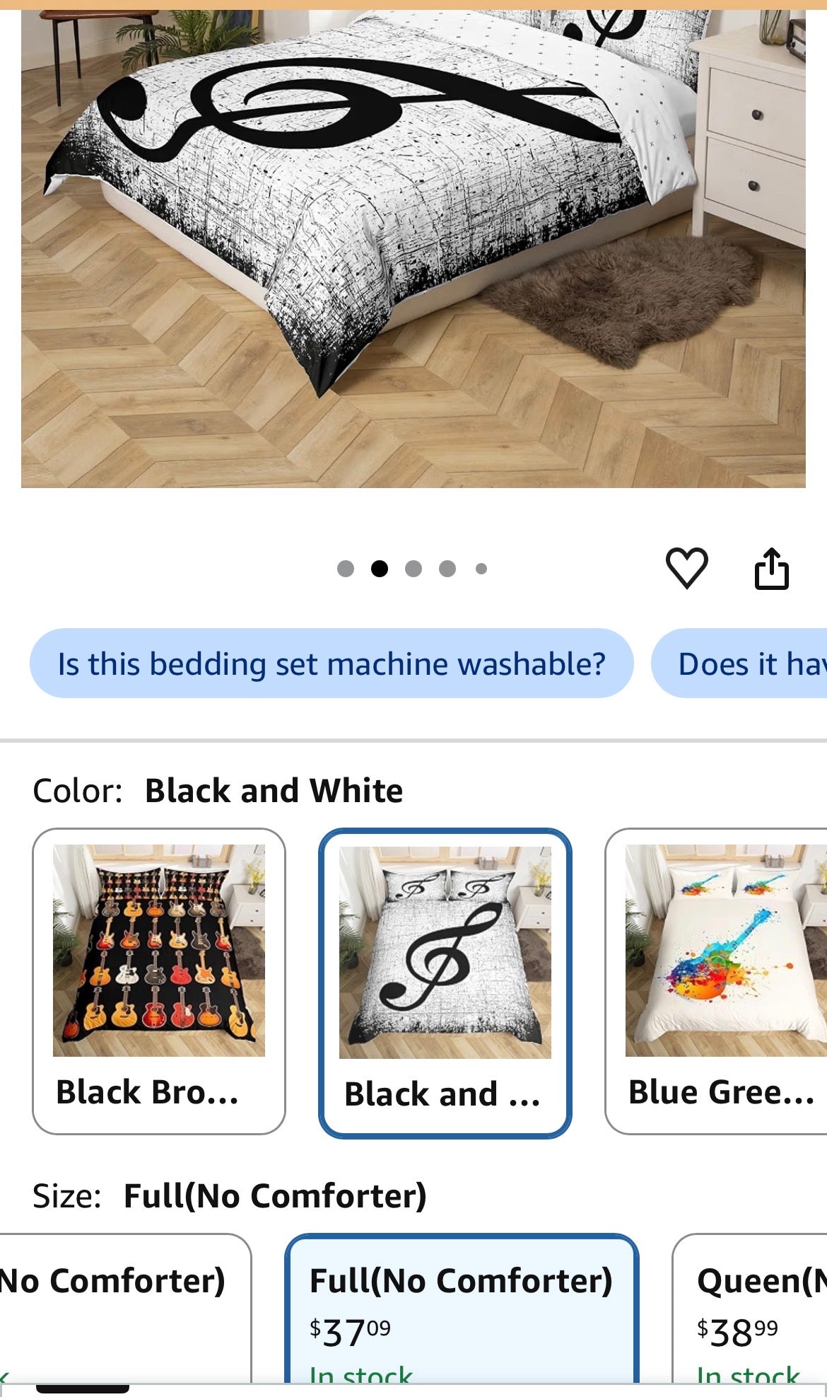 Feelyou Music Bedding Set Full Size 4 pc