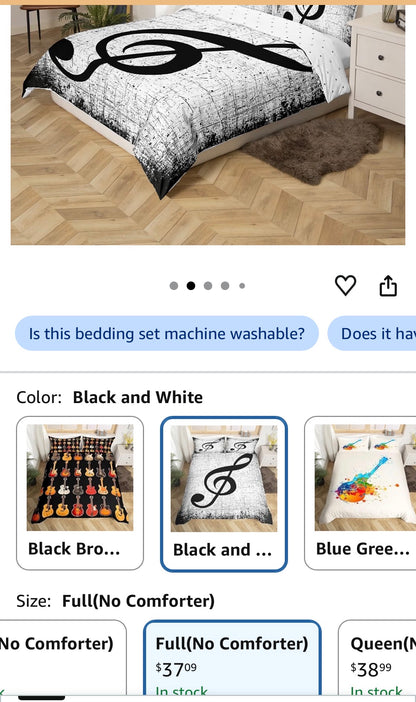 Feelyou Music Bedding Set Full Size 4 pc
