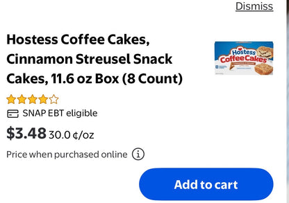 HOSTESS CUPCAKES/COFFEE CAKES