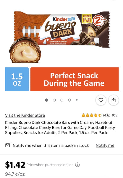 Kinder Bueno Dark Candy Bar