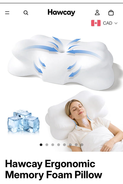 Hawcay Cloud ergonomic cervical memory foam pillow