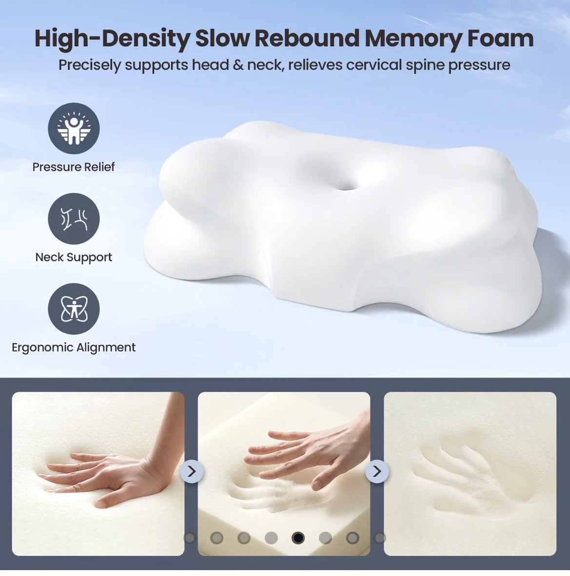 Hawcay Cloud ergonomic cervical memory foam pillow