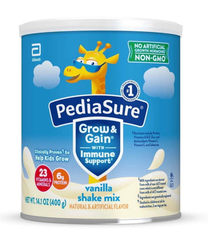PediaSure Grow & Gain Shake Mix Powder, Vanilla, 14.1 oz Can,