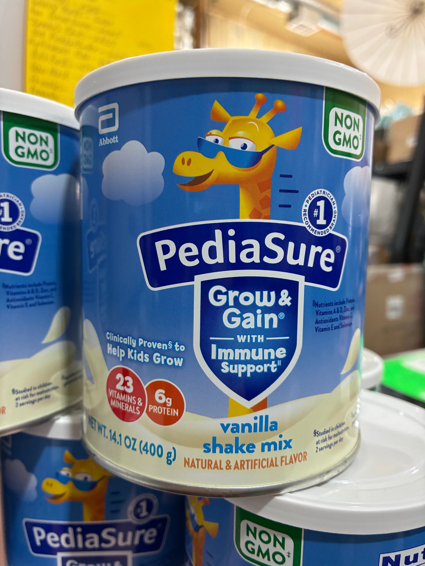 PediaSure Grow & Gain Shake Mix Powder, Vanilla, 14.1 oz Can,