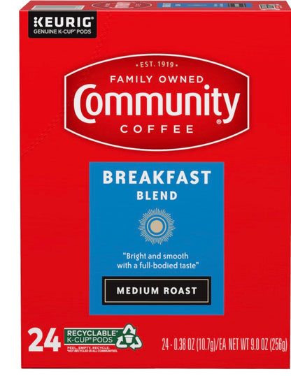 Community Coffee Breakfast Blend Single-Serve k-cups Coffee Pods, Medium- Roast,