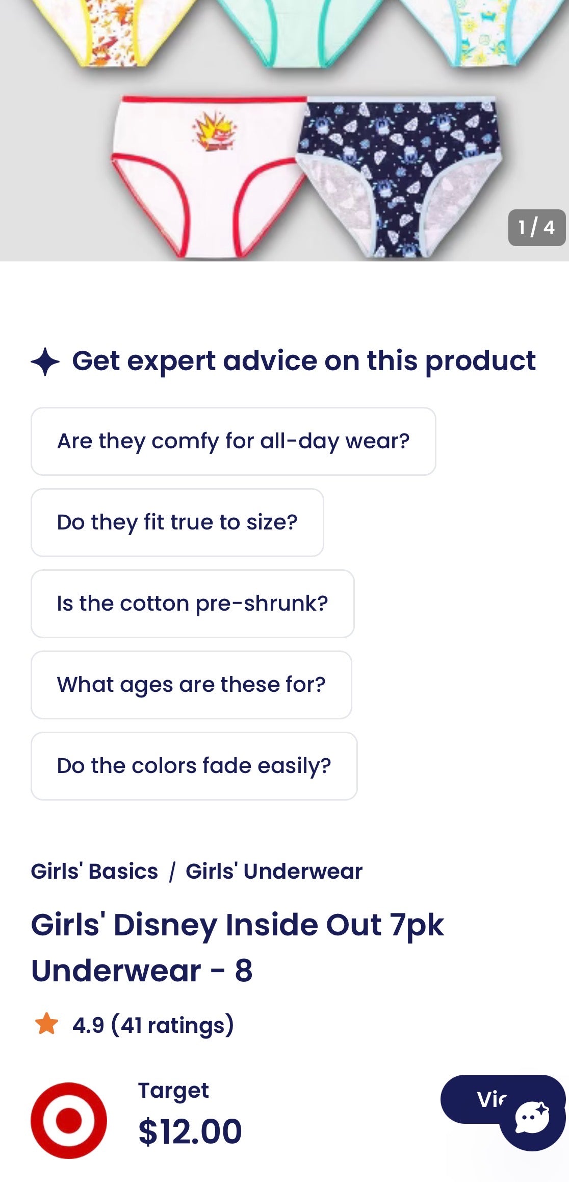 7 GIRLS BRIEFS -PIXAR INSIDE OUT 2 OR THE SMURFS