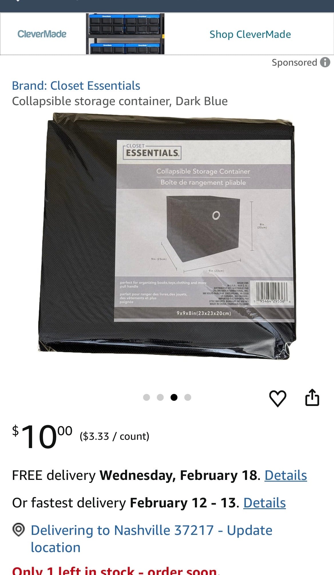 CLOSET ESSENTIALS COLLAPSIBLE STORAGE CONTAINER