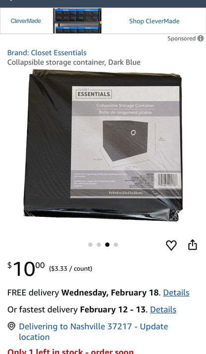 CLOSET ESSENTIALS COLLAPSIBLE STORAGE CONTAINER