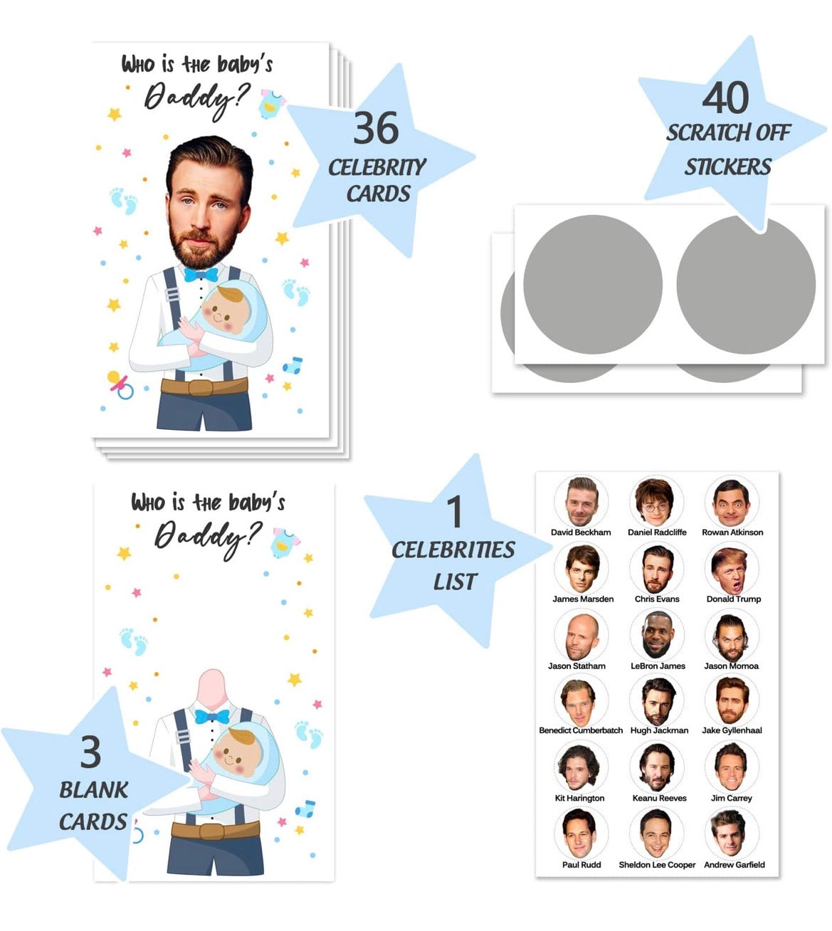 FUNNY BABY SHOWER  SCRATCH OFF GAME CARDS