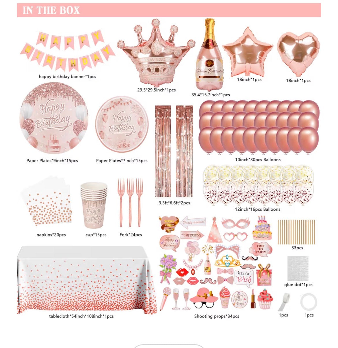 ROSE GOLD BIRTHDAY PARTY DECORATIONS FOR 15