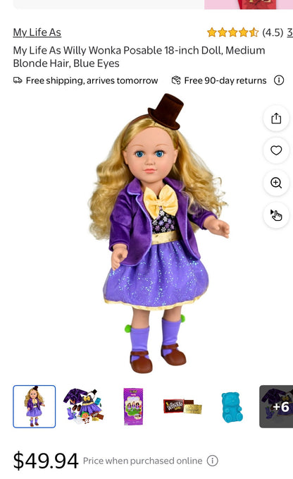 MY LIFE 18'' DOLL as WILLIE WONKA @ THE CHOCOLATE FACTORY