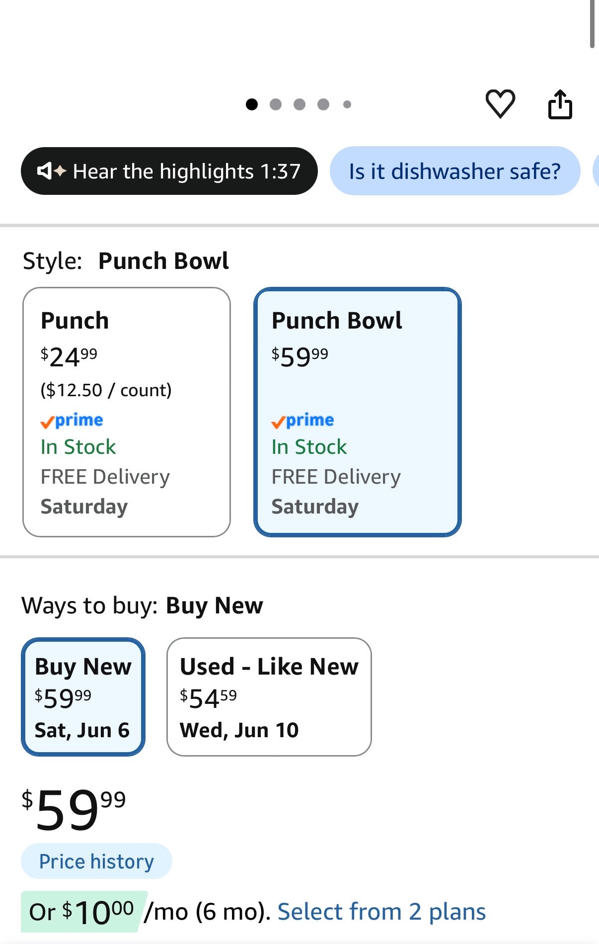 Footed Glass Punch Bowl