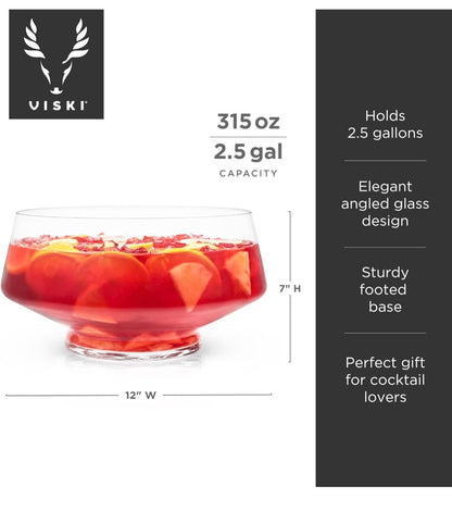 Footed Glass Punch Bowl