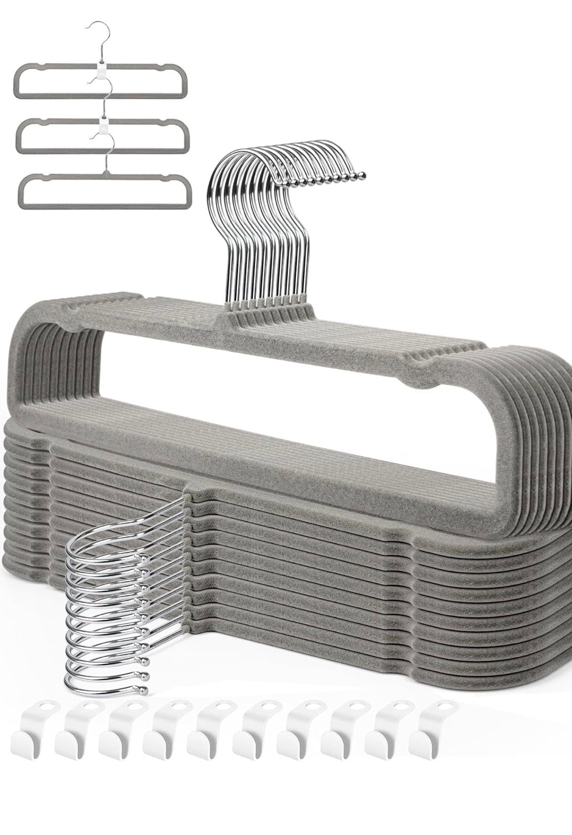 GRAY VELVET PANTS HANGERS 20 PK