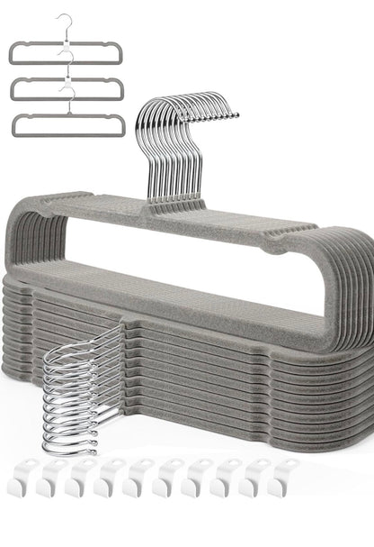 GRAY VELVET PANTS HANGERS 20 PK