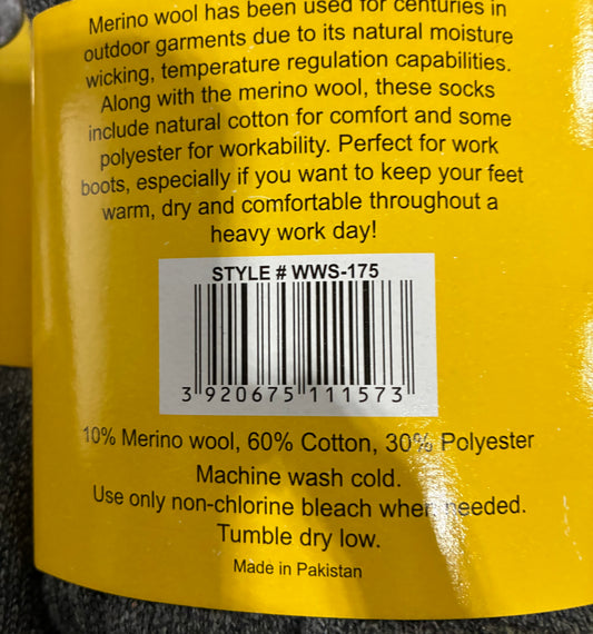 MERINO WOOL BLEND MENS CLASSIC WORK SOCKS
