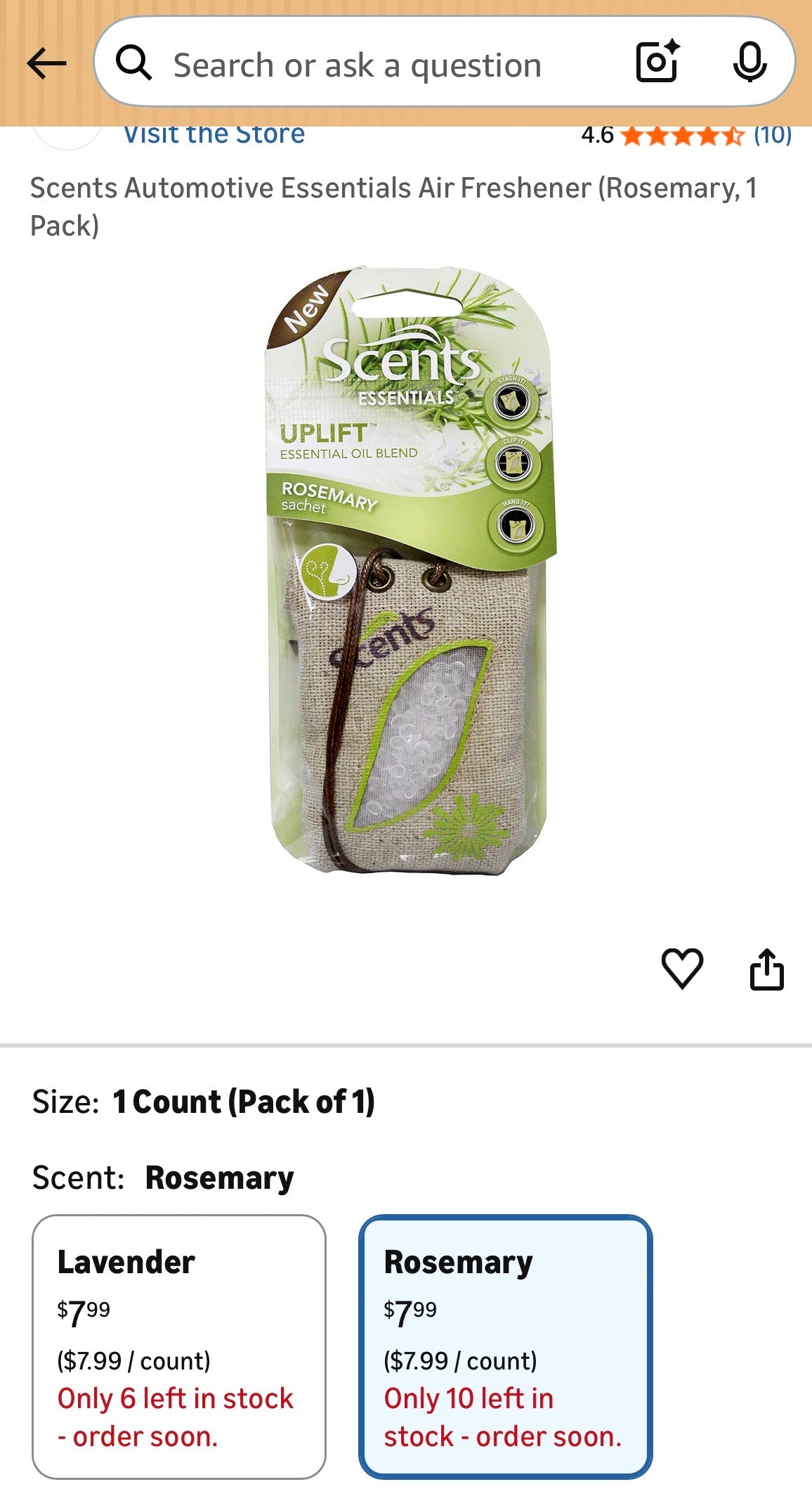 SCENTS ESSENTIALS OIL BLEND /ROSEMARY SACHET