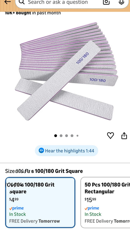 10 PACK NAIL FILES (11/180 grit)