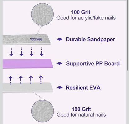 10 PACK NAIL FILES (11/180 grit)