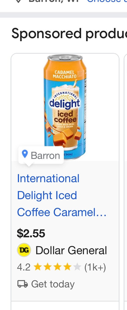 INTERNATIONAL DELIGHT  15oz FLAVORED ICED COFFEE