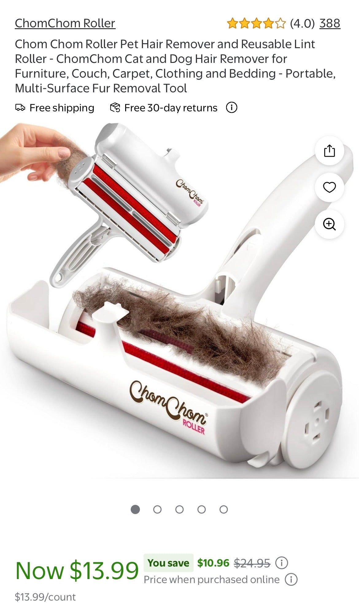 CHOM CHOM REUSEABLE ROLLER PET HAIR REMOVER