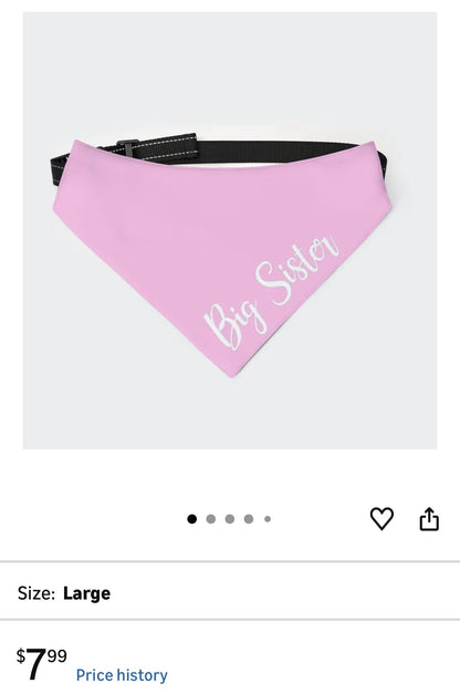 BIG SISTER DOG BANDANA PINK