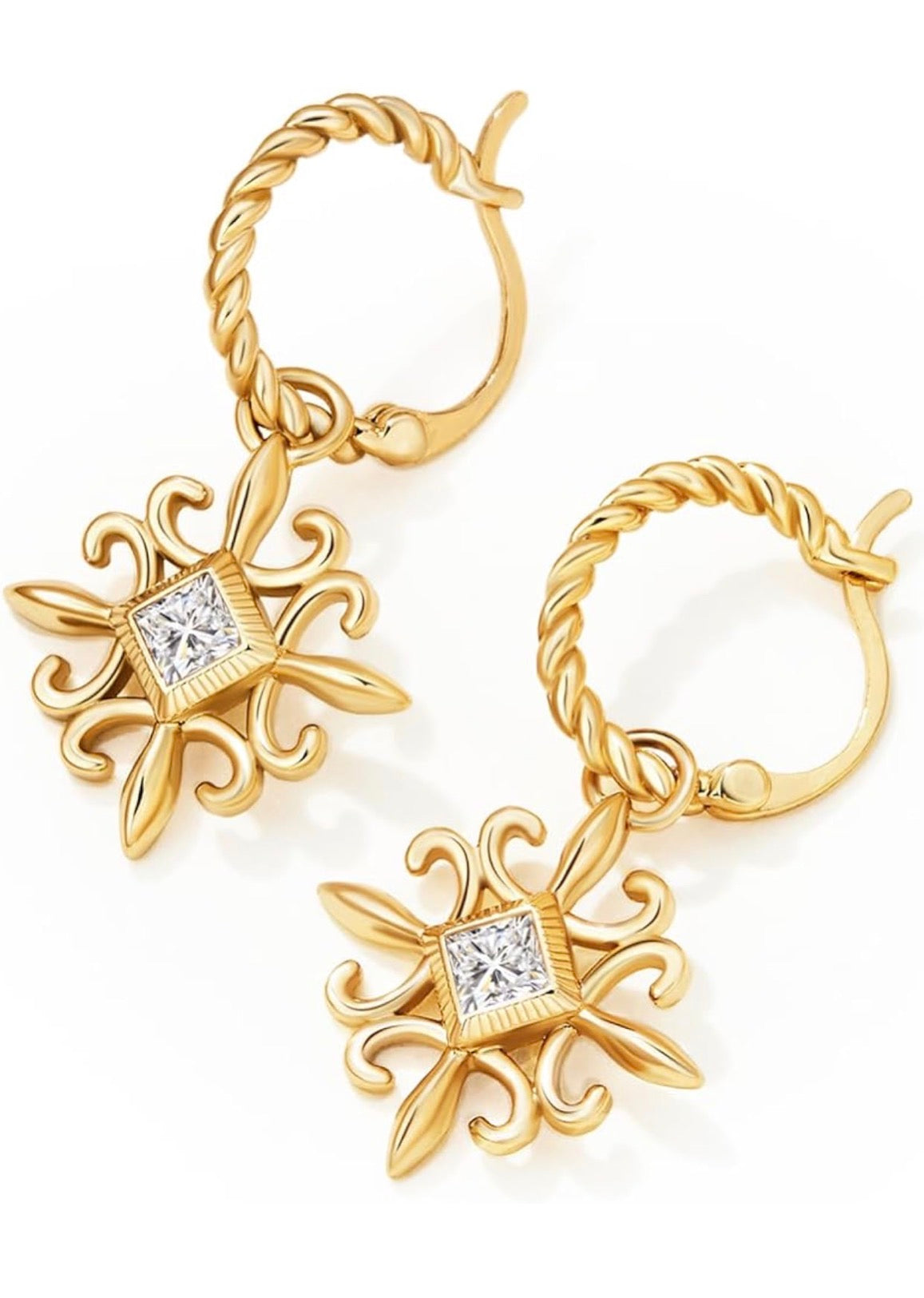 18K GOLD PLATED DANGLE EARRINGS-CICY BELL: