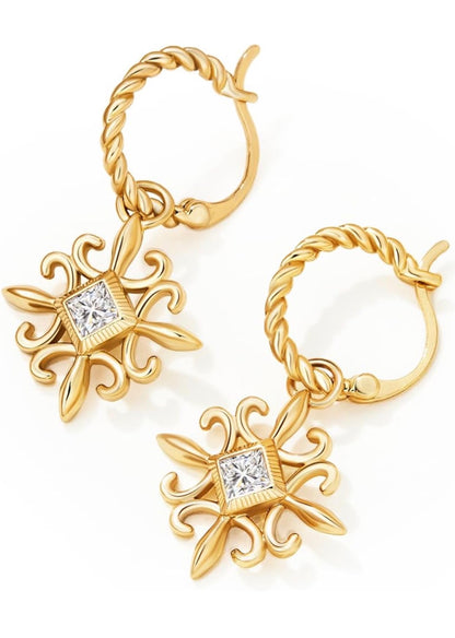 18K GOLD PLATED DANGLE EARRINGS-CICY BELL: