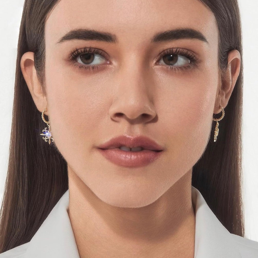 18K GOLD PLATED DANGLE EARRINGS-CICY BELL: