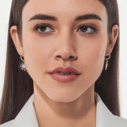 18K GOLD PLATED DANGLE EARRINGS-CICY BELL: