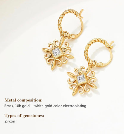 18K GOLD PLATED DANGLE EARRINGS-CICY BELL: