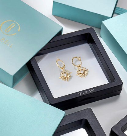 18K GOLD PLATED DANGLE EARRINGS-CICY BELL: