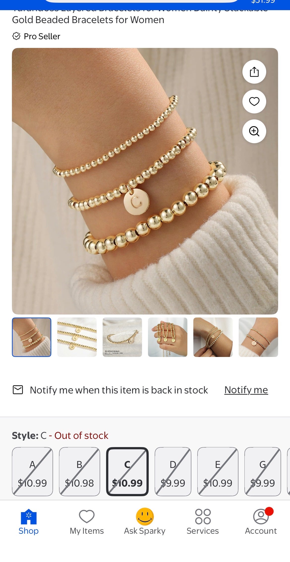 TURANDOSS GOLD BRACELET SET -LETTER -Y