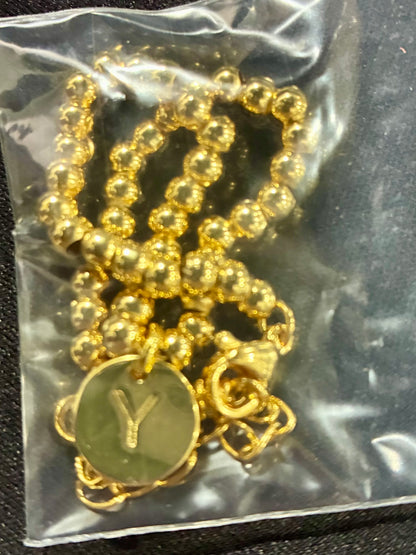 TURANDOSS GOLD BRACELET SET -LETTER -Y