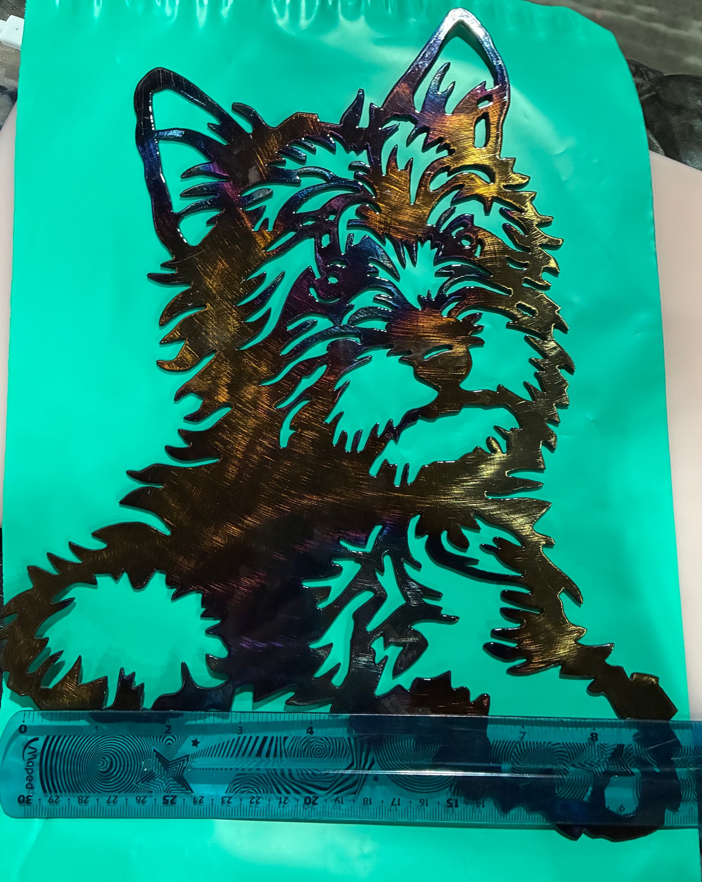 BRUSHED COPPER YORKSHIRE TERRIER SILHOUETTE 10 x 12