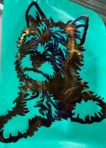 BRUSHED COPPER YORKSHIRE TERRIER SILHOUETTE 10 x 12