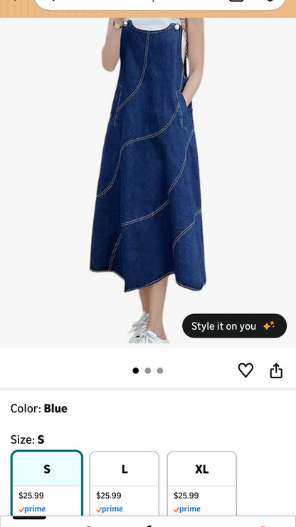 WOMAN'S VERSATILE SPRING AND SUMMER  A LINE DENIM DRESS
